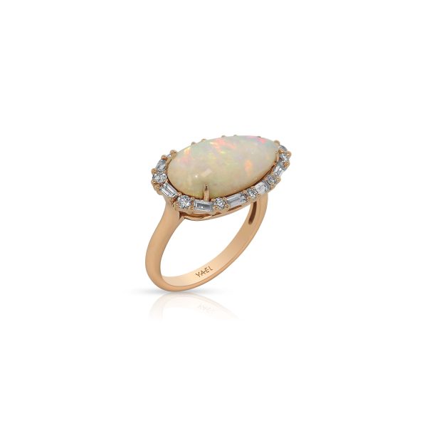 Pear Shape White Opal and Diamond Ring - Image 3