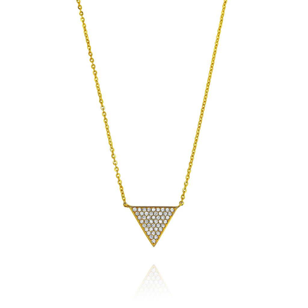 Yellow Gold Diamond Triangle Necklace