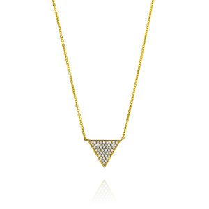 Yellow Gold Diamond Triangle Necklace