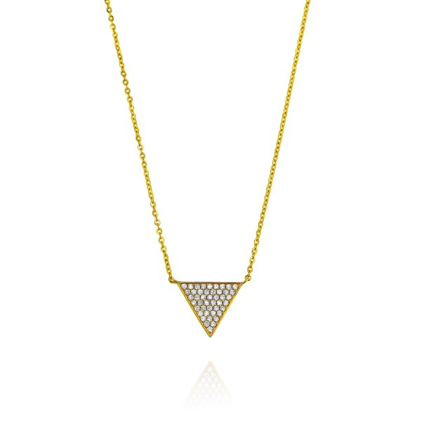 Yellow Gold Diamond Triangle Necklace