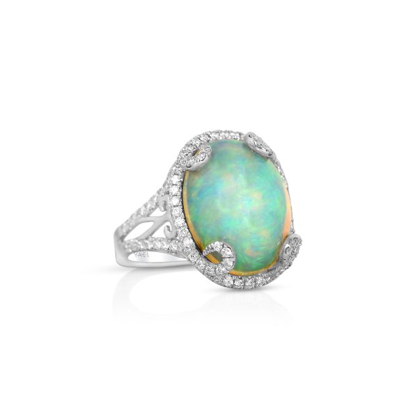 Oval White Opal and Diamond Ring - Image 2