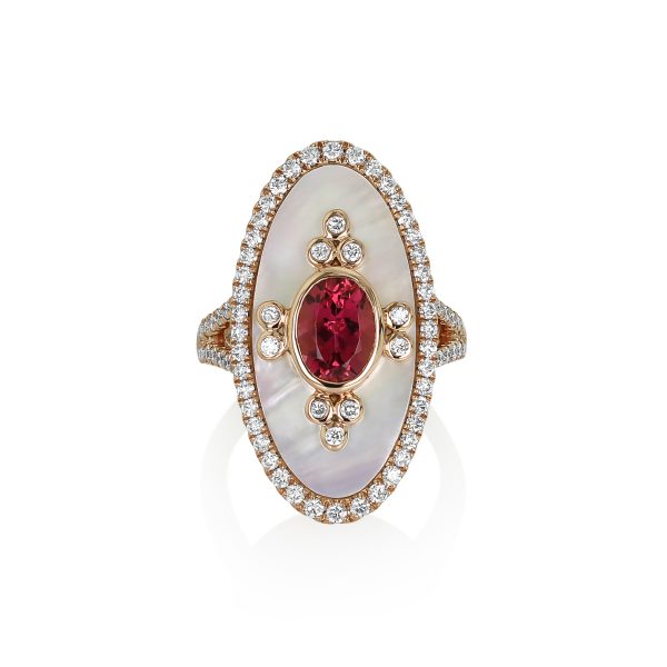 Rubellite and Mother of Pearl Ring - Image 2