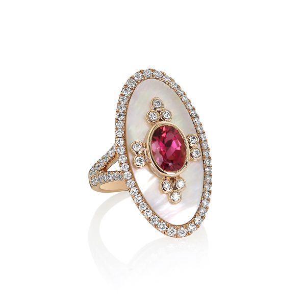 Rubellite and Mother of Pearl Ring - Image 3