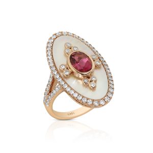 Rubellite and Mother of Pearl Ring