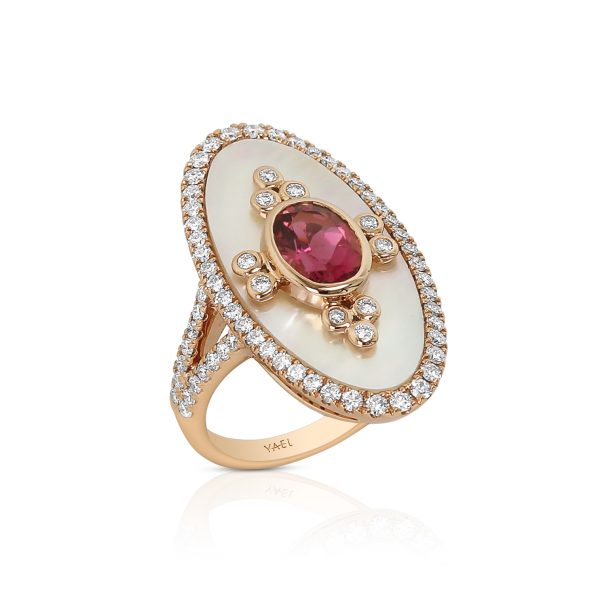 Rubellite and Mother of Pearl Ring