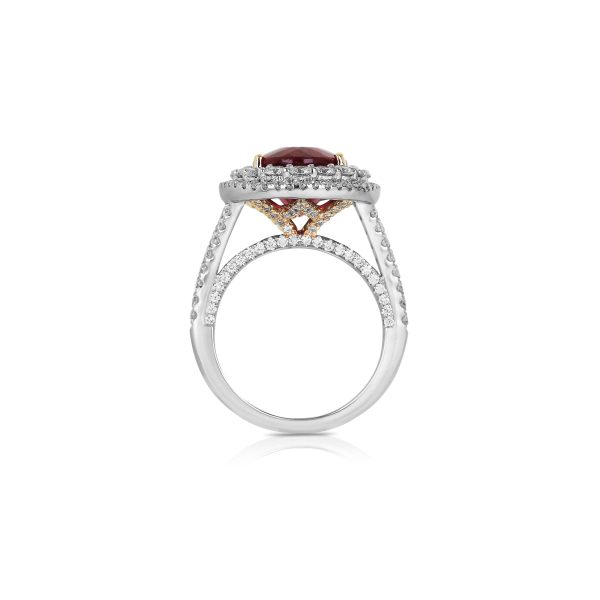 Oval Rubellite Pave Diamond Ring - Image 2