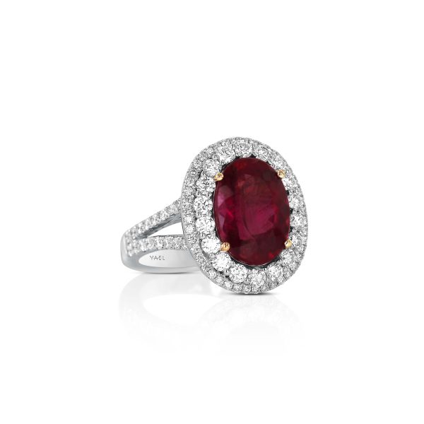 Oval Rubellite Pave Diamond Ring - Image 3