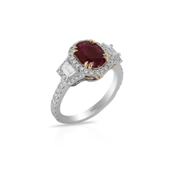 Ruby Oval Diamond Frame Ring - Image 2