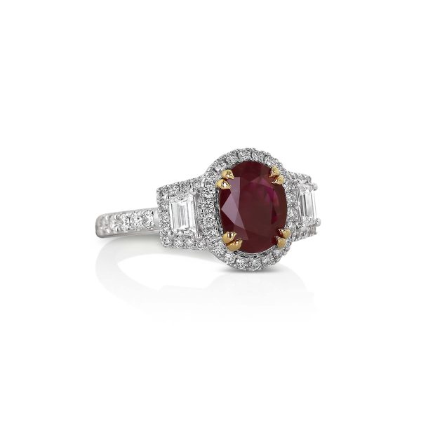 Ruby Oval Diamond Frame Ring - Image 3