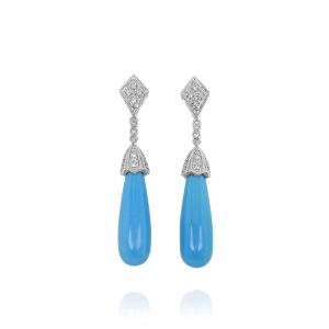 Long Turquoise and Diamond Earrings