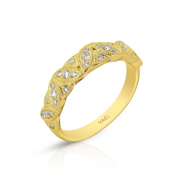 Textured Diamond Band in Yellow Gold - Image 2