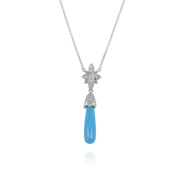Teardrop Turquoise and Diamond Pendant