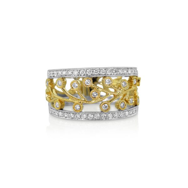 Yellow Vine Diamond Wide Band - Image 2