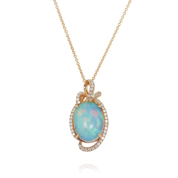 White Opal and Diamond Pendant