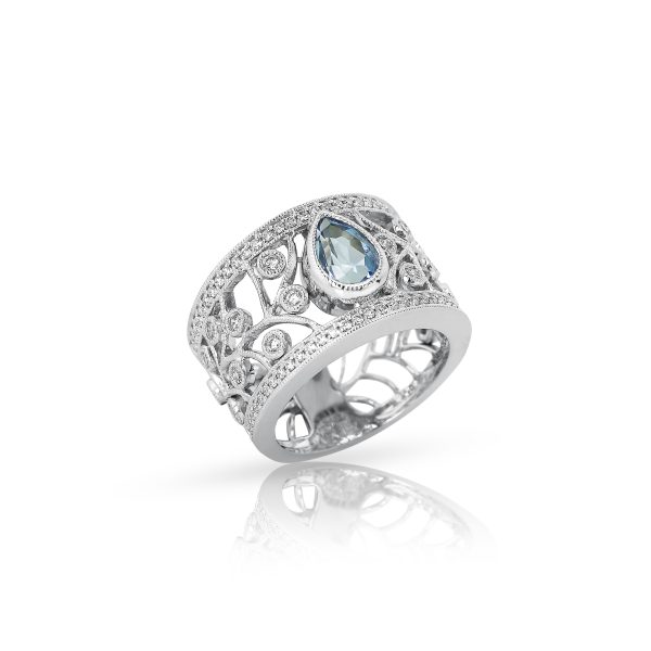 Aquamarine & Diamond Vintage Band - Image 2
