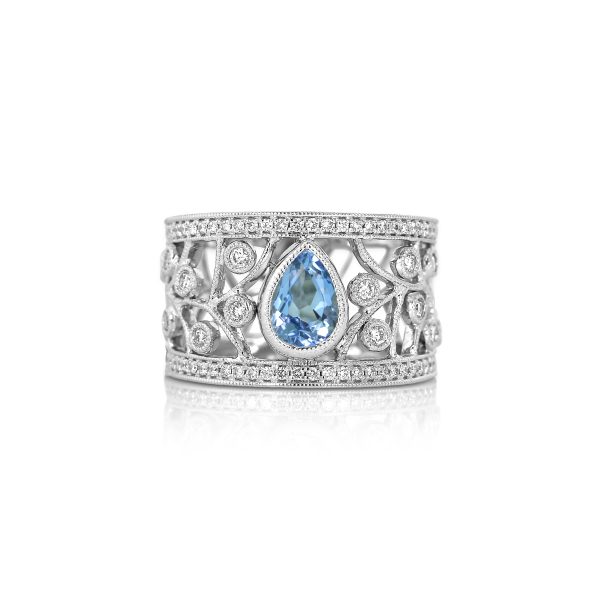Aquamarine & Diamond Vintage Band