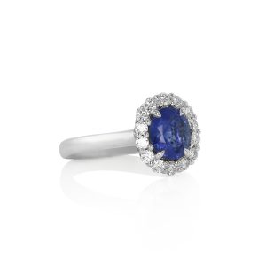 Blue Sapphire Halo Ring