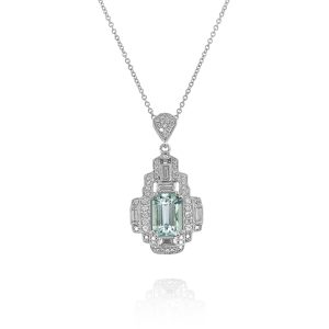 Art Deco Aquamarine and Diamond Pendant