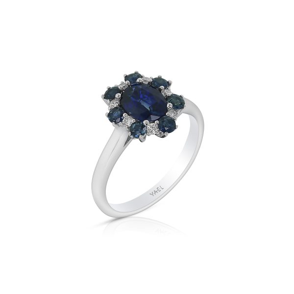 Sapphire and Diamond Halo Ring