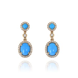 Turquoise and Diamond Drop Earrings