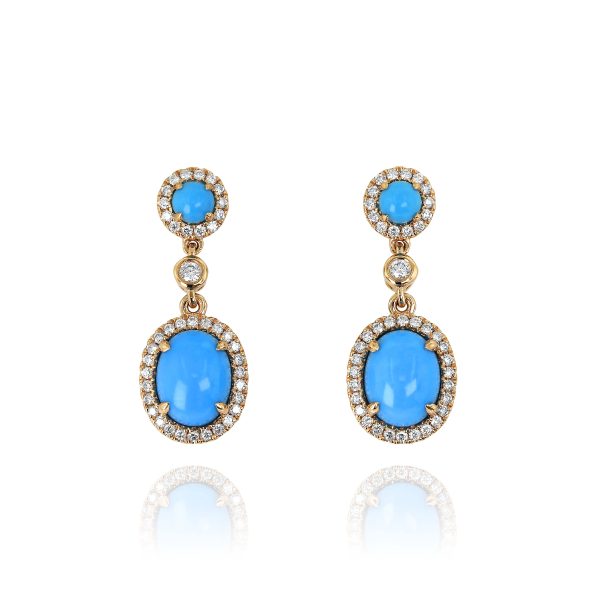 Turquoise and Diamond Drop Earrings