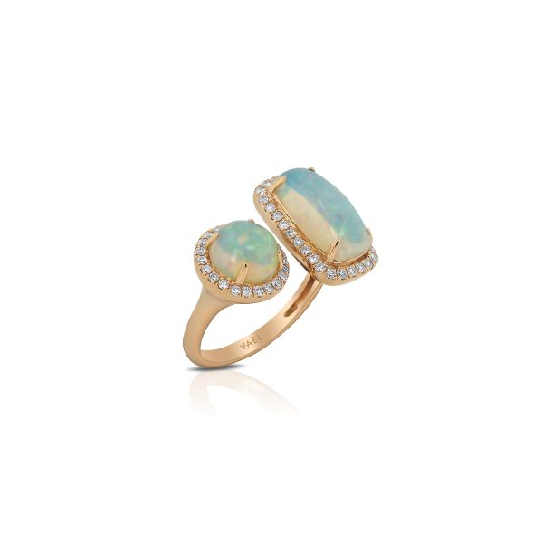 Recangular and Round White Opal Ring - Image 3