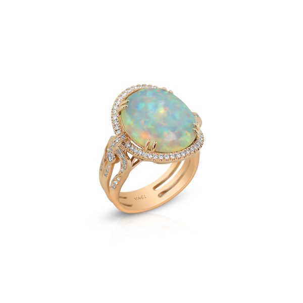 White Opal and Diamond Cocktail Ring - Image 2