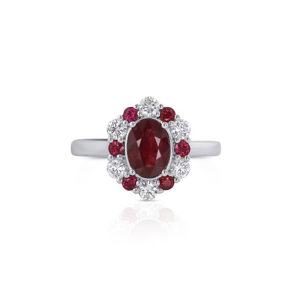 Ruby Oval Diamond Halo Ring - Image 2