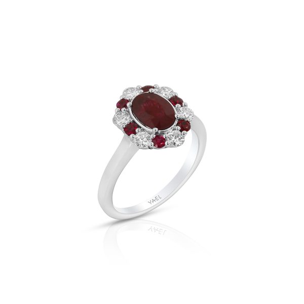 Ruby Oval Diamond Halo Ring - Image 3