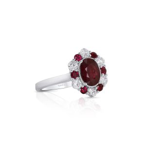 Ruby Oval Diamond Halo Ring