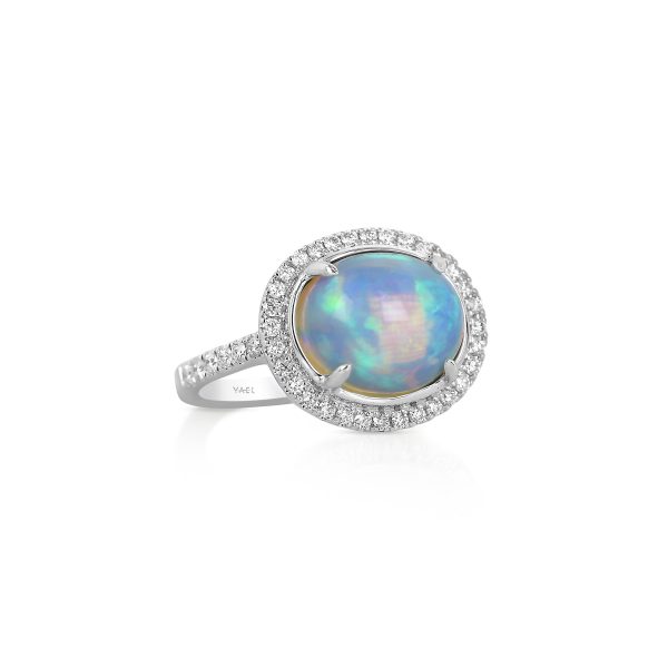 Oval White Opal and Diamond Ring - Image 3