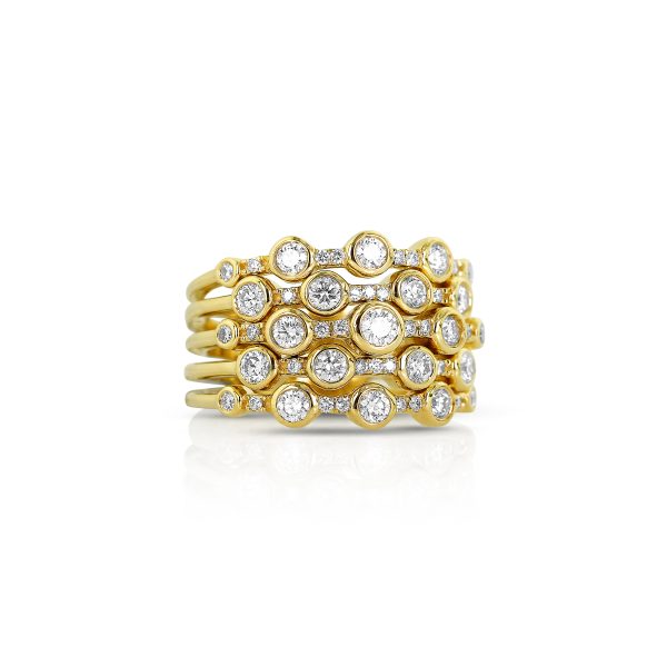 Yellow Gold Multi-Row Diamond Band - Image 2