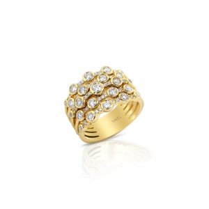 Yellow Gold Multi-Row Diamond Band