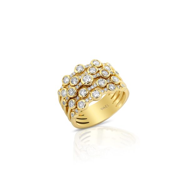 Yellow Gold Multi-Row Diamond Band