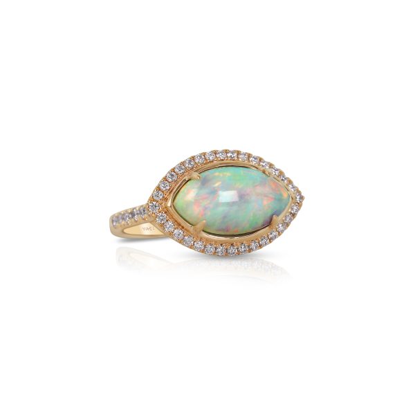 Marquise White Opal and Diamond Ring - Image 2