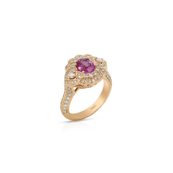 Pink Sapphire & Diamond Vintage Ring - Image 2