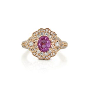 Pink Sapphire & Diamond Vintage Ring