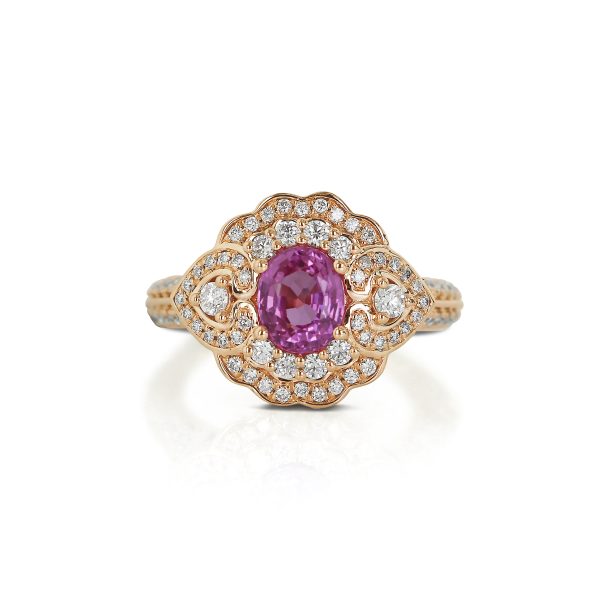 Pink Sapphire & Diamond Vintage Ring