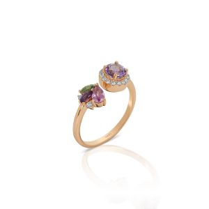 Amethyst & Sapphire Crossover Ring