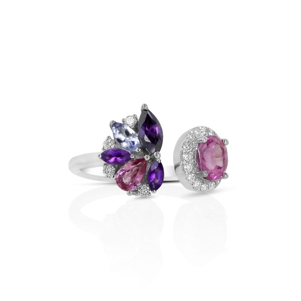 Pink & Amethyst Crossover Ring - Image 2