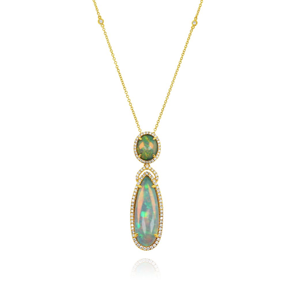 White Opal and Diamond Statement Pendant