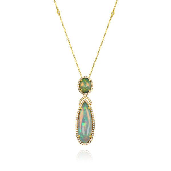 White Opal and Diamond Statement Pendant