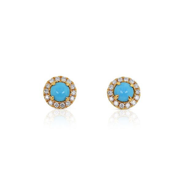 Turquoise and Diamond Stud Earrings