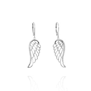 White Gold Angel Wing Earrings