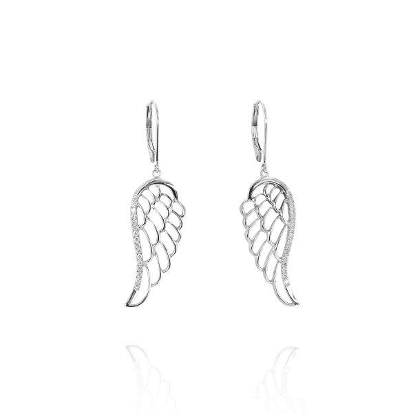 White Gold Angel Wing Earrings