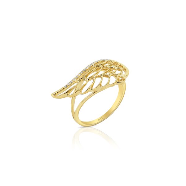 Yellow Gold Angel Wing Ring - Image 2