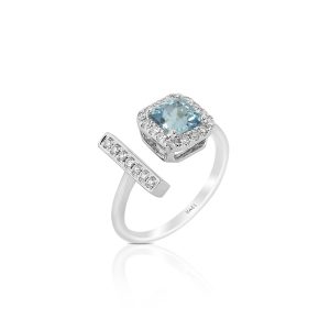 Asscher Cut Aquamarine Ring