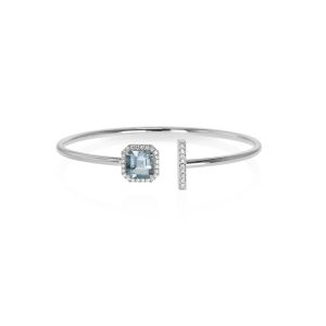 Asscher Cut Aquamarine Bangle