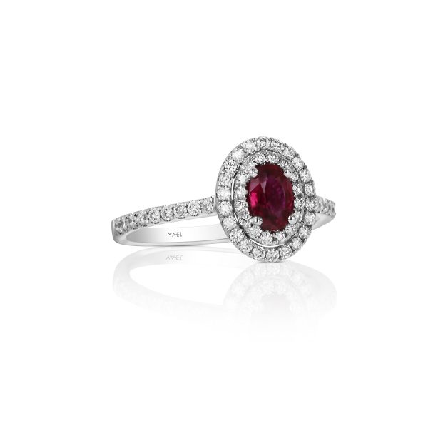 Oval Ruby Double Halo Ring - Image 2