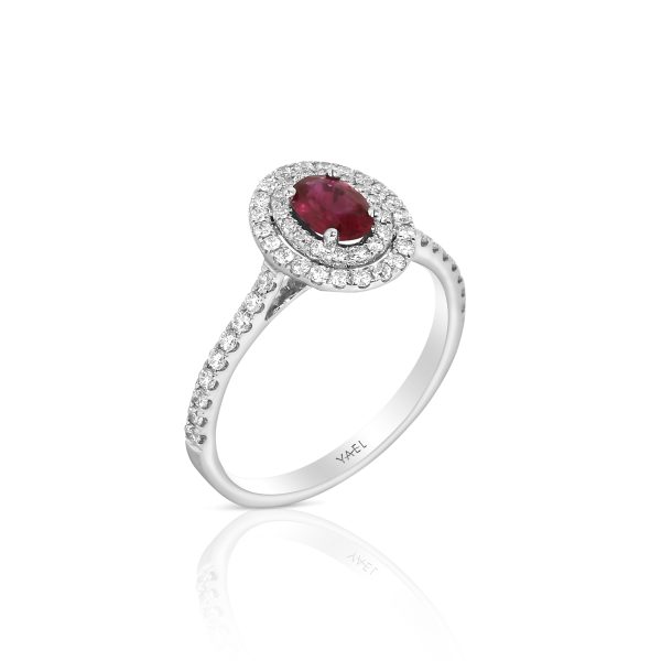 Oval Ruby Double Halo Ring - Image 3